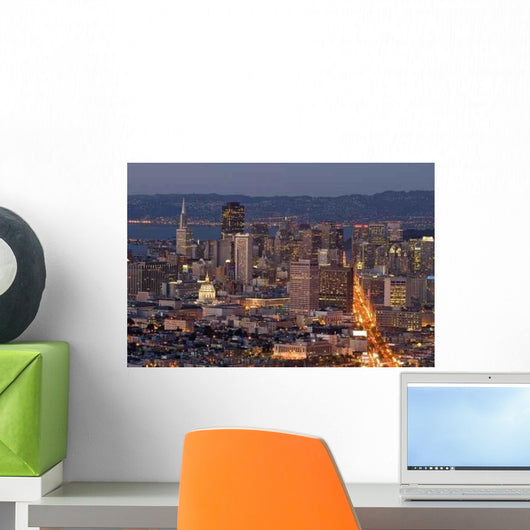 Financial District Lights Dusk Wall Decal