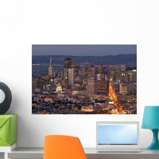 Financial District Lights Dusk Wall Decal