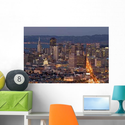 Financial District Lights Dusk Wall Decal