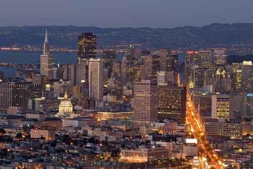 Financial District Lights Dusk Wall Decal