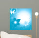 Design With White Butterfly And Blue Flowers Wall Decal