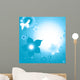 Design With White Butterfly And Blue Flowers Wall Decal