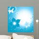 Design With White Butterfly And Blue Flowers Wall Decal