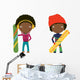 Snowboard African-American Kids Wall Decal