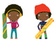Snowboard African-American Kids Wall Decal