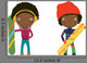Snowboard African-American Kids Wall Decal