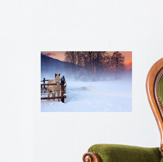 White Horse Snow Wall Decal