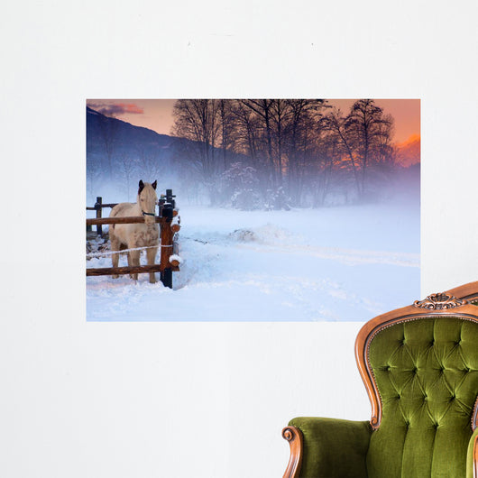 White Horse Snow Wall Decal