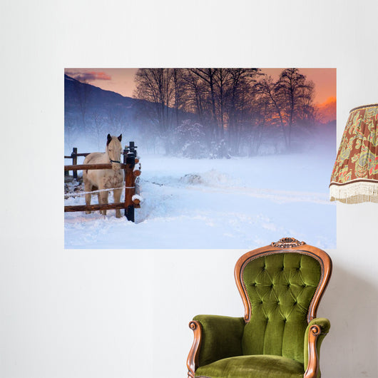 White Horse Snow Wall Decal