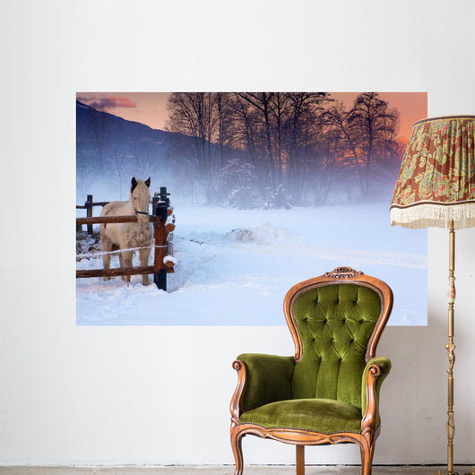 White Horse Snow Wall Decal