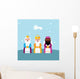 Three Wise Men with Blue Background Illustration Wall Decal