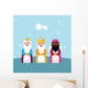 Three Wise Men with Blue Background Illustration Wall Decal