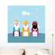 Three Wise Men with Blue Background Illustration Wall Decal