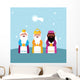 Three Wise Men with Blue Background Illustration Wall Decal