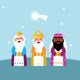 Three Wise Men with Blue Background Illustration Wall Decal