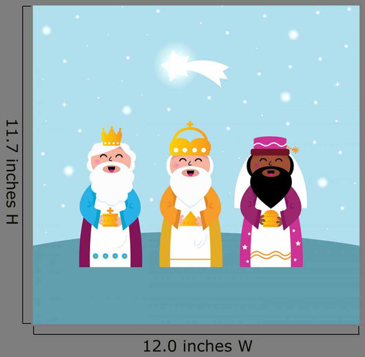 Three Wise Men with Blue Background Illustration Wall Decal