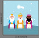 Three Wise Men with Blue Background Illustration Wall Decal