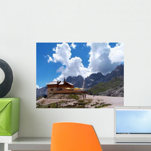 Alpine Mountain Hut Summer Wall Decal