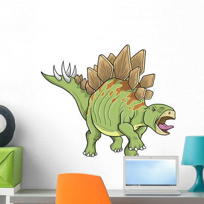 Stegosaurus Dinosaur Vector Illustration Wall Decal shown on a wall
