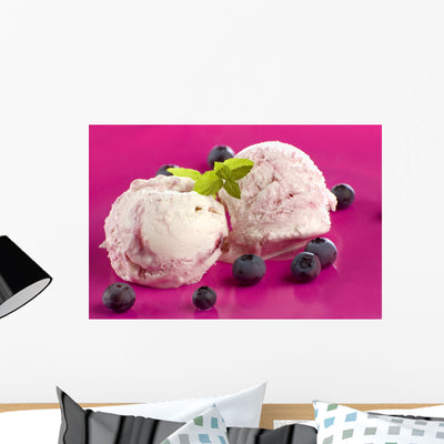 Two Scoops of Blueberry Ice Cream Wall Decal shown on a wall