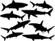 Sharks Silhouette Collection Vector Wall Decal