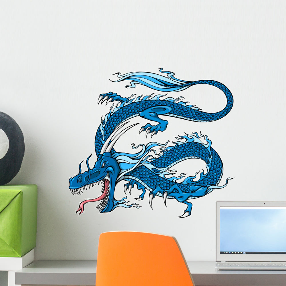 Blue Chinese Dragon Wall Decal – Wallmonkeys