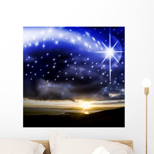 Starry Sky With Star Wall Decal