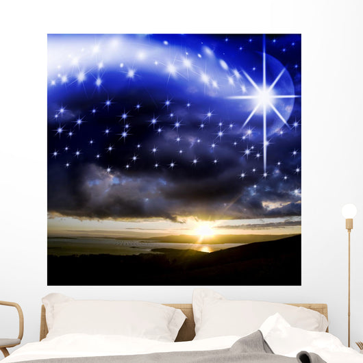 Starry Sky With Star Wall Decal