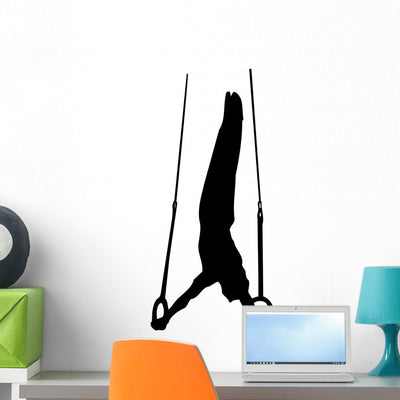 Gymnast Rings Wall Decal shown on a wall