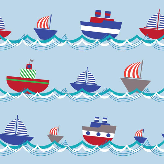 Vector Seamless Pattern With Ships Wall Decal