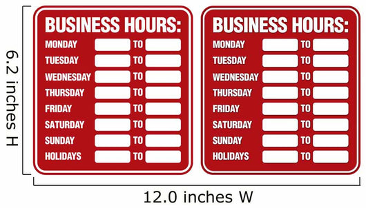 Business Hours Wall Decal