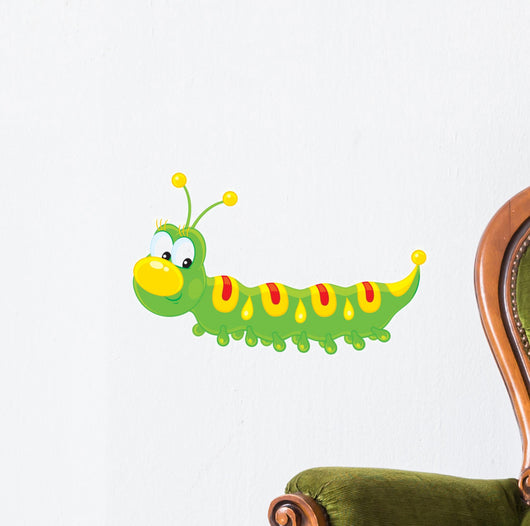 Green Caterpillar With Yellow Wall Decal