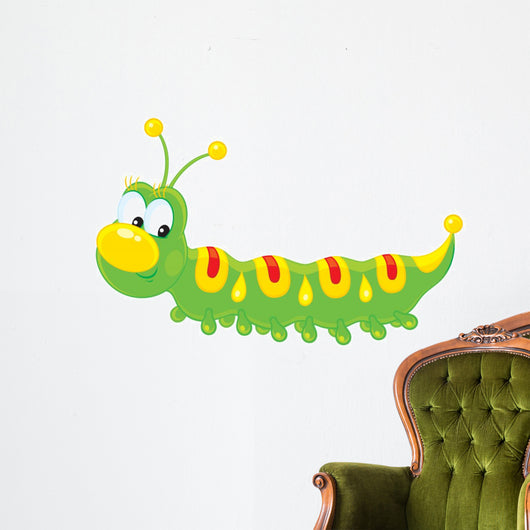 Green Caterpillar With Yellow Wall Decal