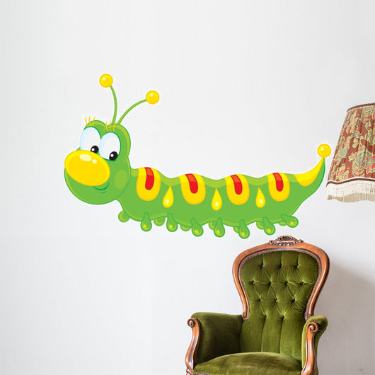 Green Caterpillar With Yellow Wall Decal
