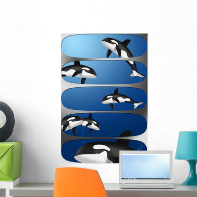 Orcas Banners Wall Decal shown on a wall