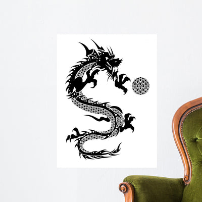 2012 Flying Chinese Dragon Wall Decal shown on a wall