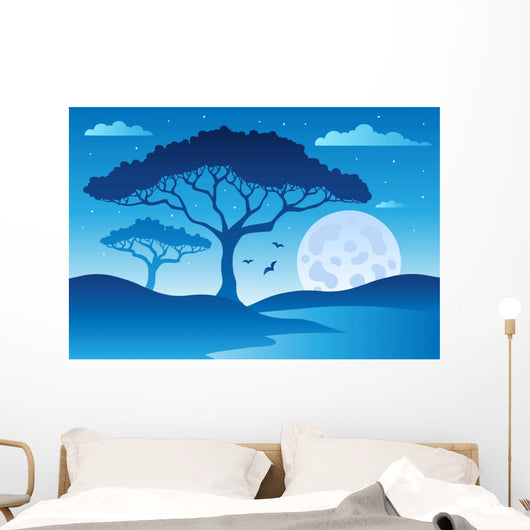 Savannah Scenery With Trees Wall Decal