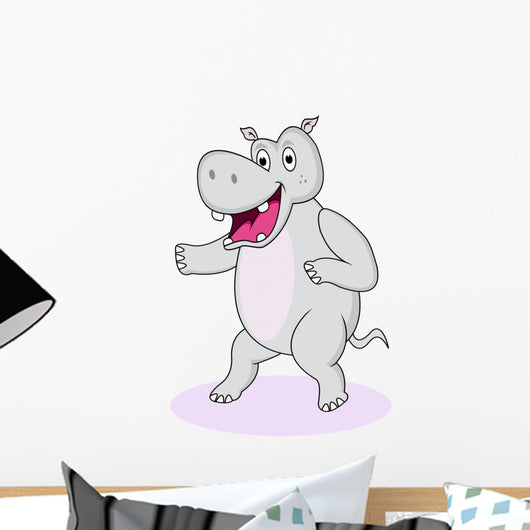 Funny Hippo Cartoon Wall Decal