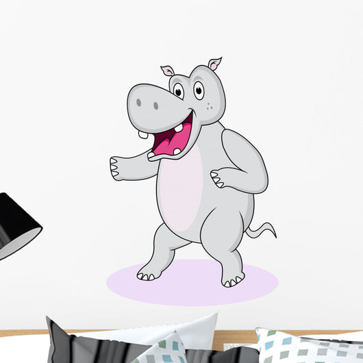 Funny Hippo Cartoon Wall Decal