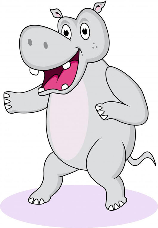 Funny Hippo Cartoon Wall Decal