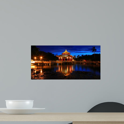 Chinese Style Pavilion Night Wall Decal