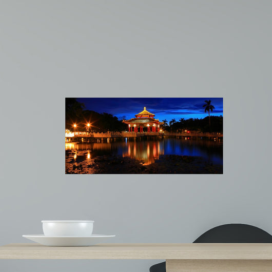 Chinese Style Pavilion Night Wall Decal