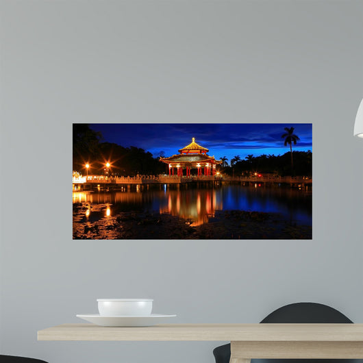 Chinese Style Pavilion Night Wall Decal