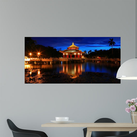 Chinese Style Pavilion Night Wall Decal