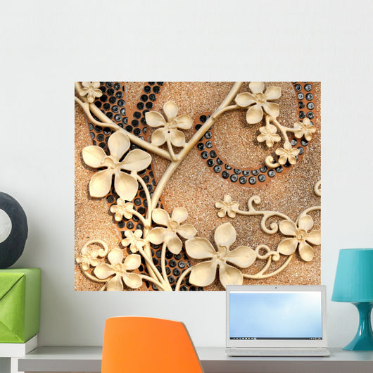 Golden Iron Flower - Square Wall Decal