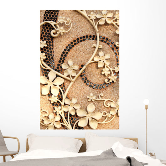 Golden Iron Flower - Horizontal Wall Decal