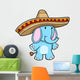 Sombrero Blue Elephant Vector Wall Decal