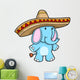Sombrero Blue Elephant Vector Wall Decal
