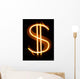 Gold Neon Dollar Sign Wall Decal