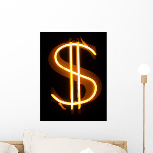 Gold Neon Dollar Sign Wall Decal